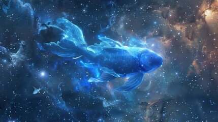 Fototapeta premium flying fish fantasy galaxy art