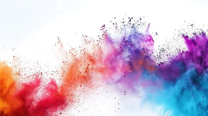 Colorful Holi powder on white background