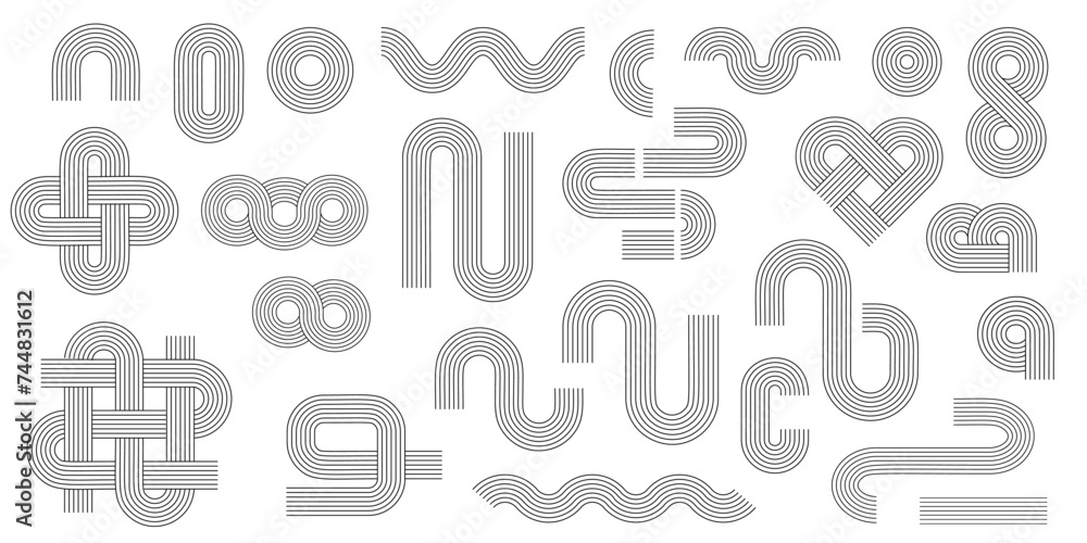 Aufkleber geometric line arch and circle abstract shapes png. linear design element in modern boho aesthetic s