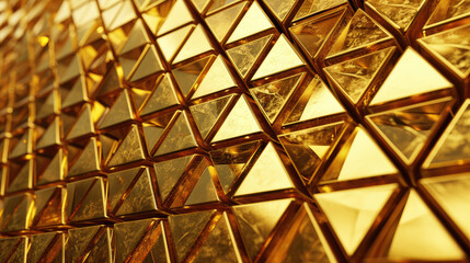 Gold Glossy Mosaic Tiles Arranged in the Shape of a Sun. Luxurious Interior Design Concept. Modern Tile Pattern.