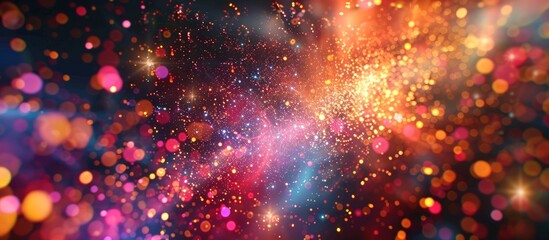 Futuristic abstract space particles circle energy in bright colorful background. AI generated