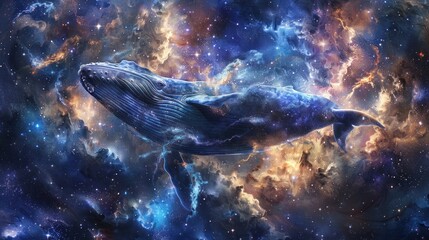 monster big whale fantasy galaxy art
