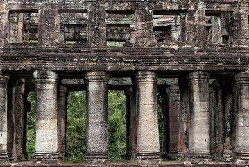 Columns of Preah Khan in Siem  Rap, Cambodia