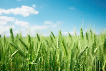Summer Landscapes: Beautiful Green Wheat Field in Nature's Glory