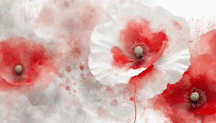 Maki, wiosenne czerwone i białe kwiaty tapeta