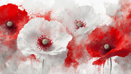 Maki, wiosenne czerwone i białe kwiaty tapeta