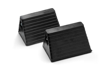 Heavy-Duty Industrial Rubber Wheel Chocks Set for Secure Vehicle Stabilization - Durable and...