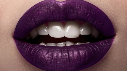 Aesthetic purple lipstick shade, beautiful lips, makeup model lips