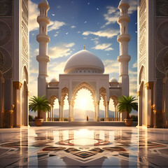 Beautiful islamic background for ramadan kareem, eid, al, fitr, adha, muharram, etc. generative ai