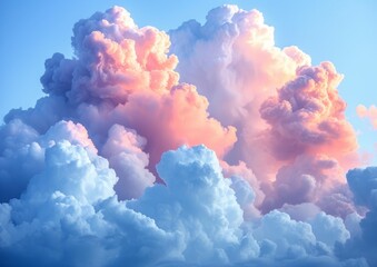 Pastel Clouds in Blue Sky - Dreamy Cotton Candy Cloudscape