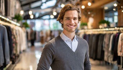 young man in a modern clothing outlet