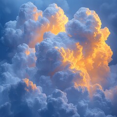 Fiery Orange Clouds at Dusk, Dramatic Sky Overhead