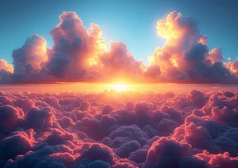Foto op Canvas Sunset Amidst Cotton Candy Clouds © Ross