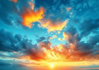 Obraz premium Sun Setting Amidst a Spectacular Display of Orange Clouds