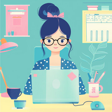 パソコンに向かい仕事をする女性