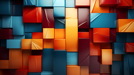 Simple cube square shape, geometric block wall