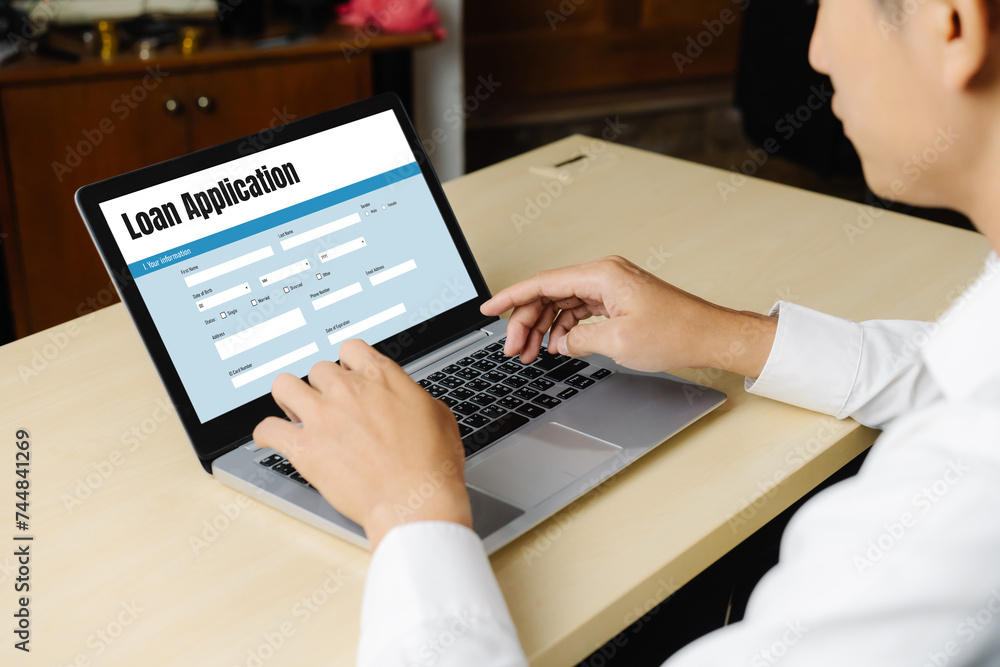 Poster online loan application form for modish digital information collection on the internet network