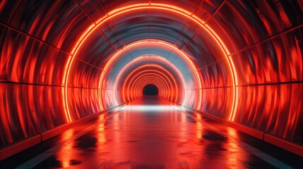 Radial red light through the tunnel glowing in the darkness for print designs templates, Advertising materials, Email Newsletters, Header webs, e commerce signs retail shopping, advertisement