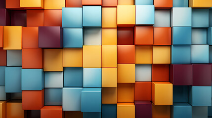 3D rendering, abstract geometric background, simple cube square shape