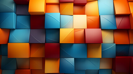 3D rendering, abstract geometric background, simple cube square shape