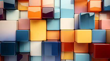3D rendering, abstract geometric background, simple cube square shape