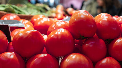 Big red tomatoes at the market.