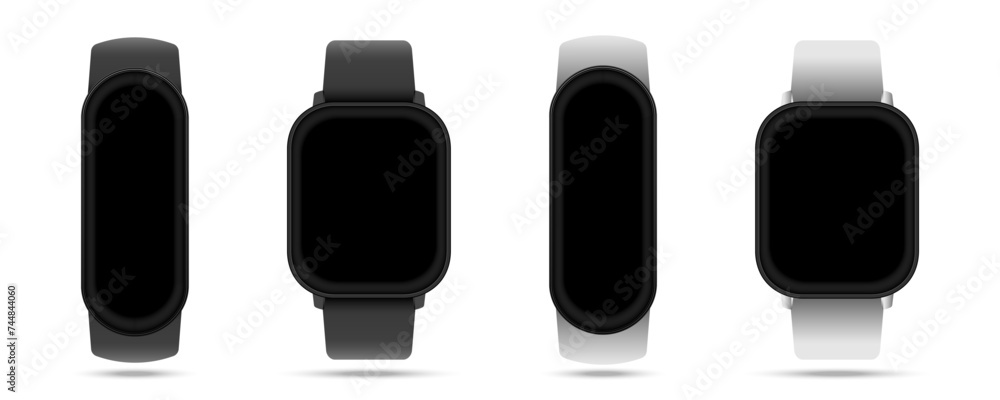 Wall mural Realistic vector smart watch illustration. Smart watch hand wearable accessory. Smart watch device template