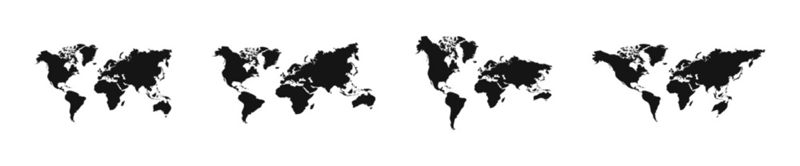 World map. World map template with continents, North and South America, Europe and Asia, Africa and Australia