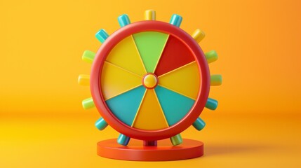 illustration of a beautiful colorful roulette wheel with different vivid colors in 3d in high resolution and high quality