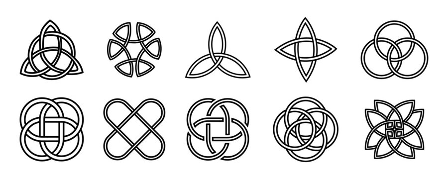 Celtic trinity knots. Celtic knot vector icons. Endless knots collection