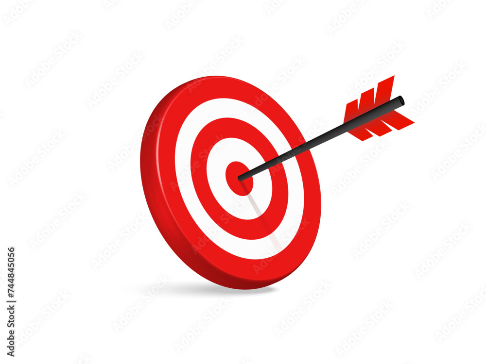 Poster archery target with arrow. target vector illustration. realistic target and arrow