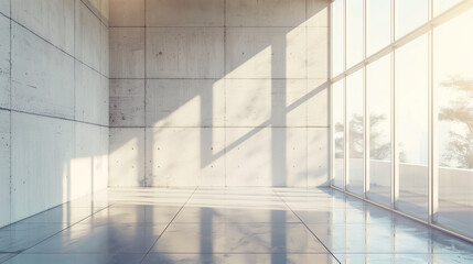 Obraz premium Clean Modern Office Space with Empty Wall Mockup 