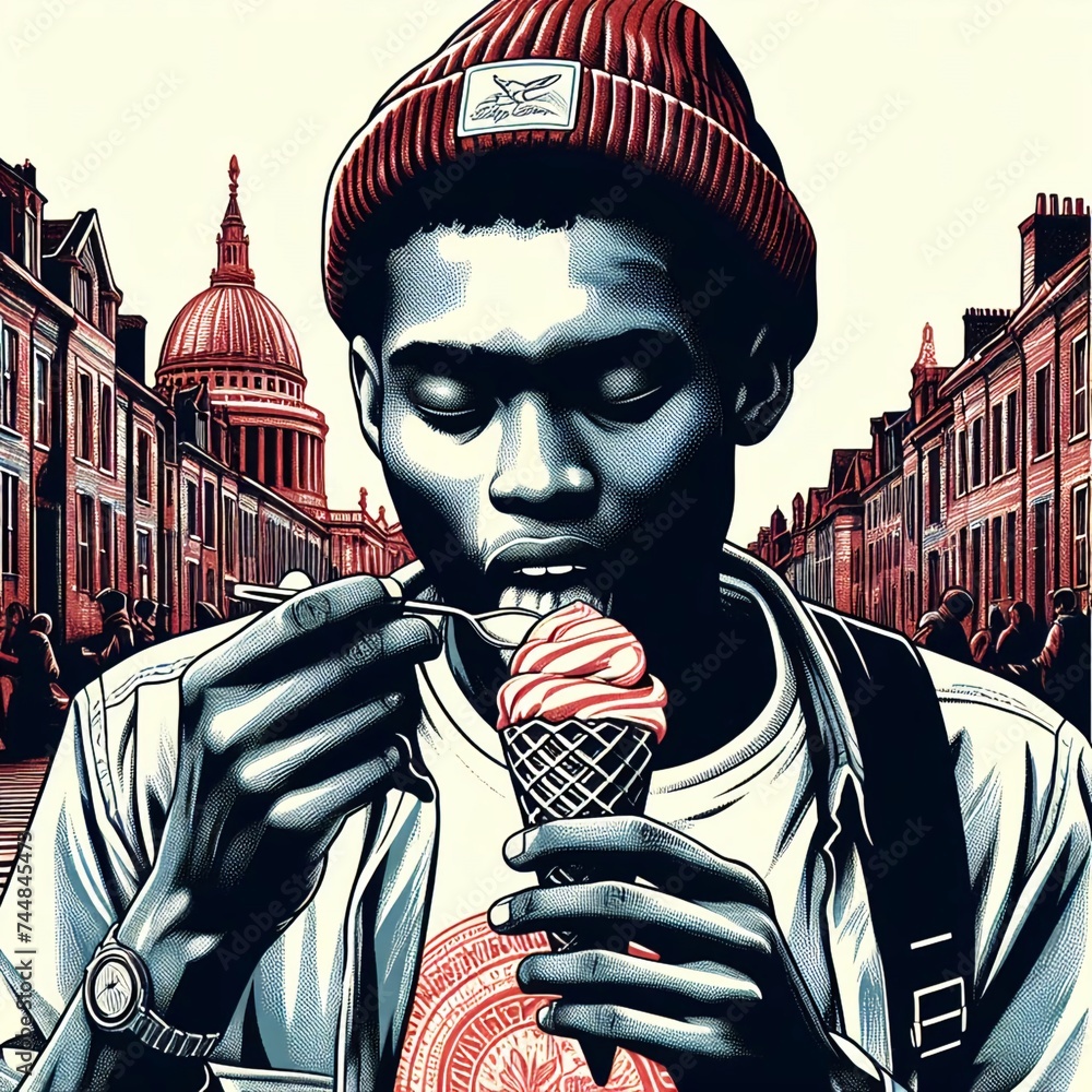 Poster Person eating ice cream 