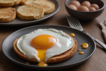 Gourmet fried egg presentation picture