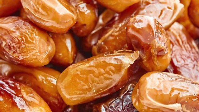 Circular motion Sweet delicious dates close up.
