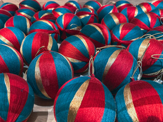 Vibrant Textile Ornaments: A Festive Array