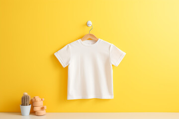 Blank yellow t-shirt against grunge background