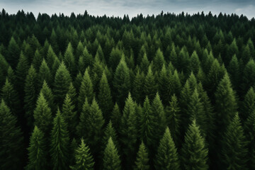 illustration of pine forest in the morning. Created with Generative AI