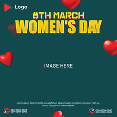 Womens day conference 8th march celebration with instagram and facebook post template | International women day celebration social media post  design | March women's day celebration facebook post 