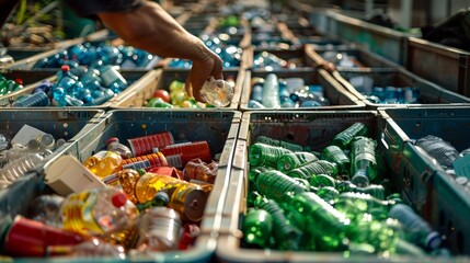 Hand Separate garbage reuse recycle concept