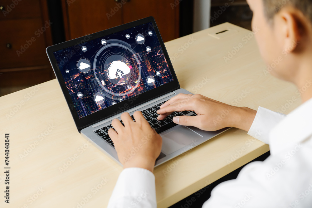 Poster cloud computing software for modish remote work and personal data storage