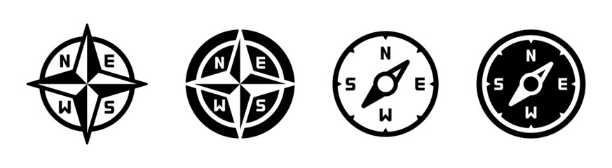  Compass vector set. Compass icons. Wind rose icons.