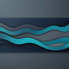 colorful horizontal banner. modern waves background design with teal blue, very dark blue and slate gray color
