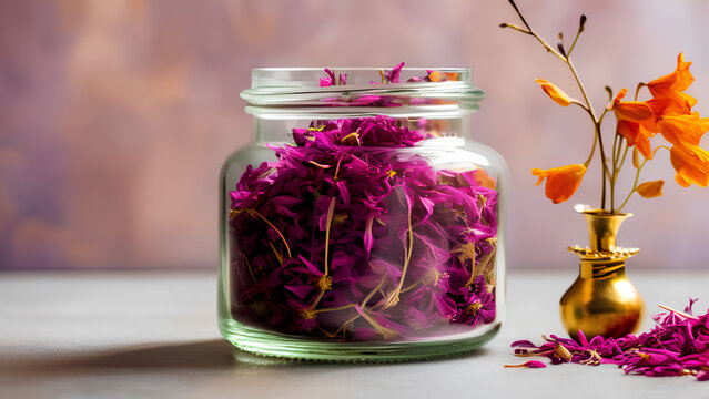 The most Expensive spice Dry Saffron Stamens filled in a Glass Jar - Powered by Adobe