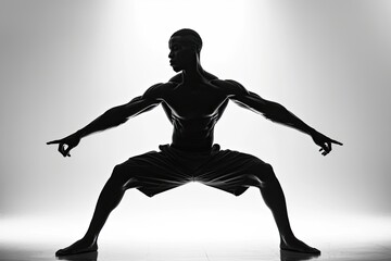 silhouette of dancing man on white background