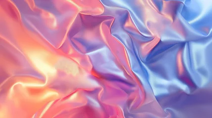Poster Iridescent fabric background. Shiny mother of pearl fabric, bright multi-colored fabric, pastel colorful spectrum liquid flow backgrounds © Тамара Печеная