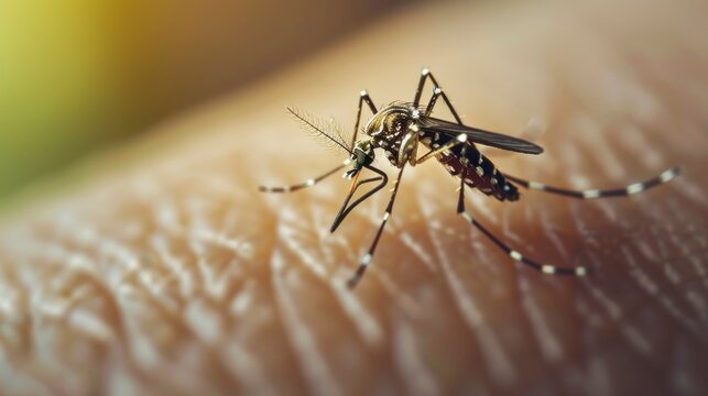 large mosquito biting a human on the arm with its tail full of blood in high resolution and high quality. concept mosquitoes,virus,dengue,pandemic