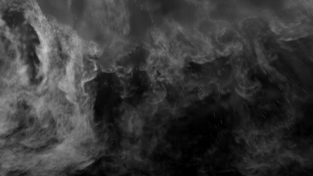 Torrential rain storm pouring down water with heavy wind at regular speed, 24p, Anime style