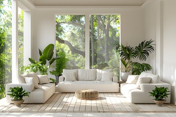 Naklejka premium Neat beige interior in harmony with nature