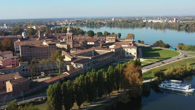 Aerial view of Mantua town, Italy
